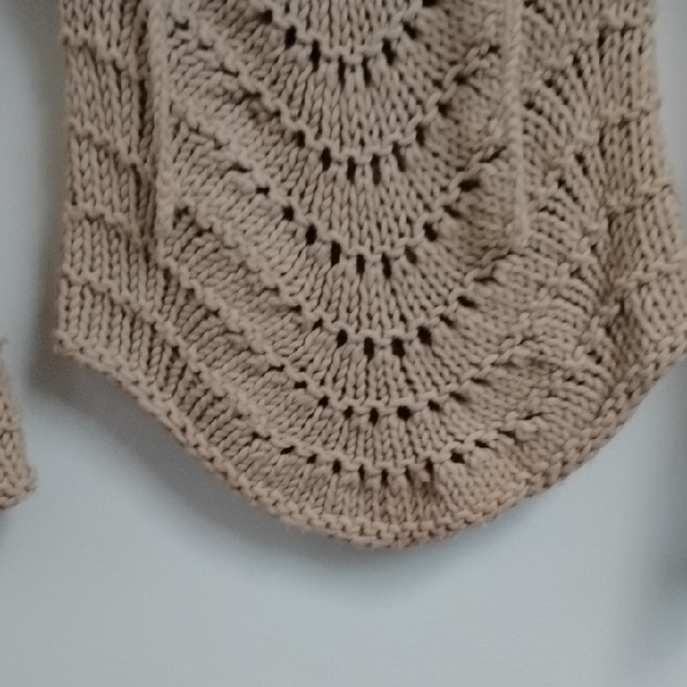 Y2K Boho Coquette Cottagecore Festival  Beach Tan Open Knit Tie Front Sweater - Picture 4 of 14